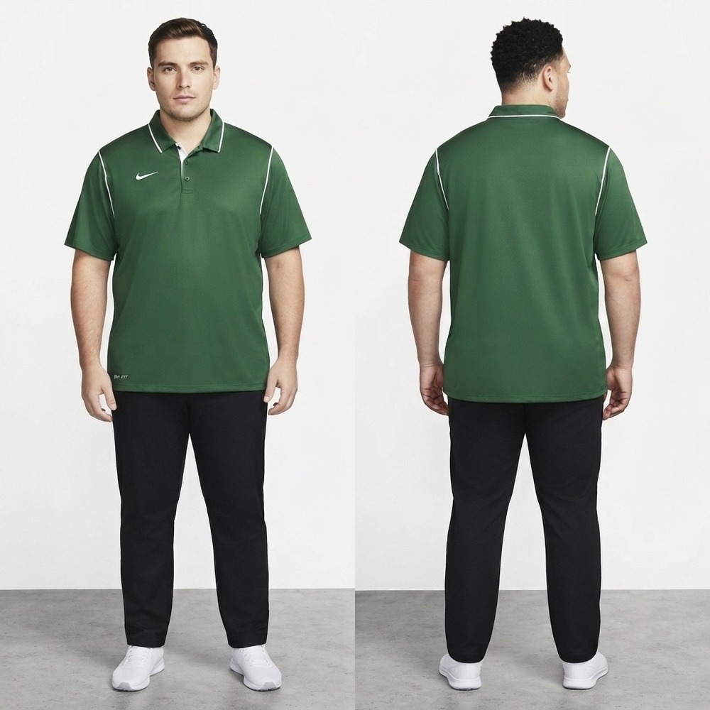 Nike Dri-FIT Polo Shirt Mens 2XL Green White Piping Short Sleeve Golf 476281-342